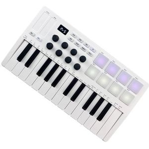 Elektronische Piano Toetsenbord Met 25 Toetsen Mini Draagbare USB-toetsenbordcontroller Met Gevoelige Toetsen 8 RGB-verlichte Pads 8 Knoppen