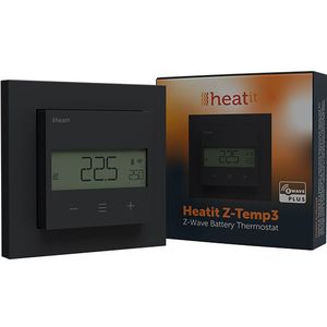 Heatit Z-TEMP3 thermostaat | Draadloos | Z-Wave Plus | Zwart