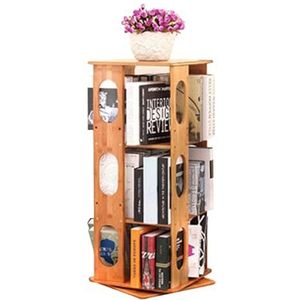 Staande boekenkast 3-laags houten vloerstaande boekenplank 360° draaibare boekenplank Luxe gepersonaliseerde boekenkast opbergplank
