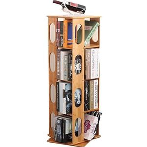 Staande boekenkast 3-laags houten vloerstaande boekenplank 360° draaibare boekenplank Luxe gepersonaliseerde boekenkast opbergplank