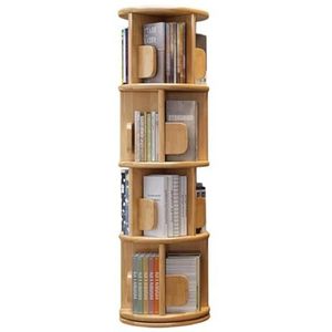 Boekenplanken Boekenkast met 4 niveaus Massief hout 360° draaibaar Boekenplank Displayrek Vloerstaande boekenplank Staande boekenkast