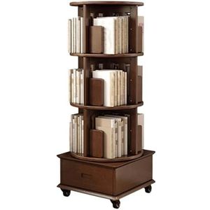 Staande boekenkast 4-laags boekenplanken met wielen 360° draaibare boekenplank voor woonkamer Kantoor Vloerstaande boekenplank