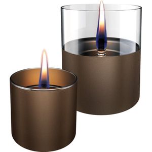 Tenderflame - Set met 2 Tafelkaarsen Lilly Duopack - Chocolade - Zilver - Glas