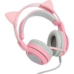 Gaming-headset, stereoheadset 40 mm hoogwaardige oortelefoonluidsprekers voor thuis of op kantoor(Roze)