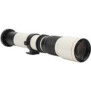 Telelens, F8-F32 diafragma lens met handmatige scherpstelling T2-bevestigingsinterface voor Canon EFS-bevestiging SLR(wit)