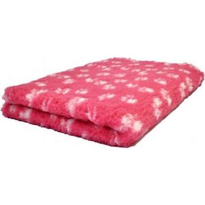 Vetbed - Hondendeken - Dierenmat -  Fuchsia Met Witte Voetprint Latex Anti-Slip 150x100cm - Machinewasbaar