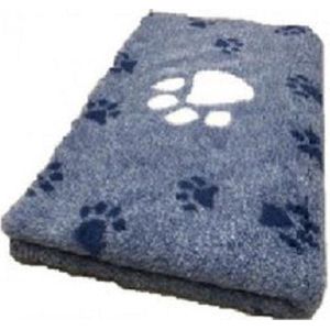 Vetbed - Dierenmat - Dierenkleed - Benchkleed -  Blauw met 3 kleuren. Grote Voetprint Latex Anti Slip 150 x 100cm - Manchine wasbaar