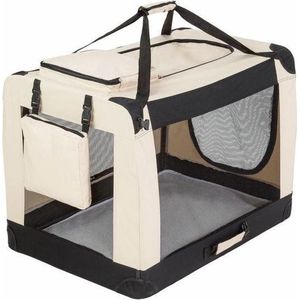 Topmast reisBench nylon Bench - honden Bench S -  Beige 60x42x42cm | stoffen bench | vouwbench | Auto bench - Honden 5-10 kilo