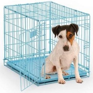 Topmast Hondenbench metaal. -blauw gecoat  Medium 76 x 45 x 51 cm. 2 deuren. Honden tot 20 Kilo