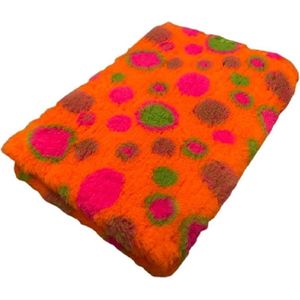 Vetbed - Dierenmat - Dierenkleed - Hondenkleed - Circles Oranje Groen Fuchsia - latex anti-slip 150 x 100 cm - Machine wasbaar