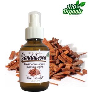 Sandelhout Bloemen water 100 ml | Sandalwood Hydrolaat | 100% Puur | Biologisch | Roomspray | Bodyspray | Gezichtstonic | Gezichtsreiniging tonic | Huidverzorging | Pure Naturals