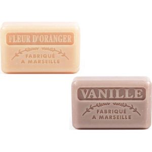 Soap bar set - zeep savon de marseille Vanille + Sinaasappelbloesem 2x125 gr.