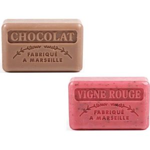 Soap bar- zeep savon de marseille vigne rouge + chocolade 2x125 grm
