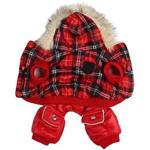 Hond Vakantie Truien Nieuwjaar Kerst Trui Huisdier Kleding, Hond Winterjas Dikker Polyester en Fleece Gewatteerde Plaid Huisdier Warme Hooded Kleding voor Kleine Honden (XL)