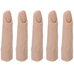 Nail Art Trainingsvinger, Ingebedde Nagelgroef Veelzijdig Flexibel 5 Stks Realistisch Nepvingermodel Dikke Nagelplaat voor Doe-het-zelf Acrylnagels Oefenen (Donkere huidskleur)
