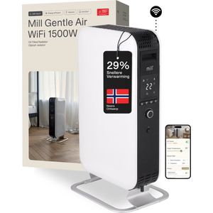 Mill OIL1500WIFI3 - WiFi-geïntegreerde design olieradiator - tot 24m2 - 1500 Watt - droogt de lucht niet uit - wit - 5 jaar garantie