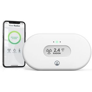 Airthings View Radon 2989 - Radon detector met vochtigheids- en temperatuursensoren, wifi, app, meldingen, display ""Calm Tech