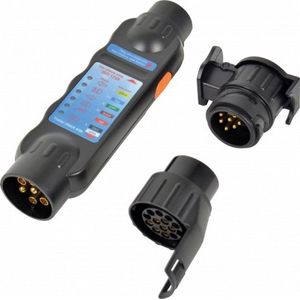 stekkertester met 2 -adapters 7/13-polig 12 Volt zwart