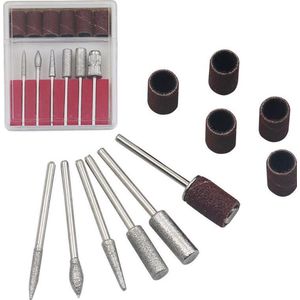 5 Nagelfrees bitjes, 1 mandrel + 6 schuurrolletjes voor uw nagelfrees