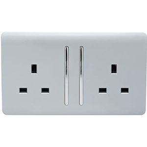 Trendi Switch ART-SKT213LSI Trendi 2 bende artistieke moderne glanzende geschakelde tactiele plug Socket - zilver