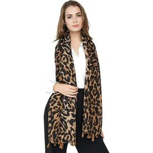 Lange warme luipaard panter leopard print dames sjaal bruin zwart herfst winter - 90 x 180 cm