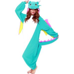 Vliegende Draak Onesie Blauw Premium Verkleedkleding - Volwassenen & Kinderen - Onesize (155-177 cm)
