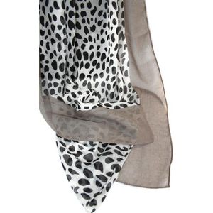 Zwart witte luipaard print dames sjaal van katoen 70 x 175 cm