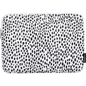 MacBook Laptop Sleeve 13 inch Zwart Wit Luipaard Panterprint Dots