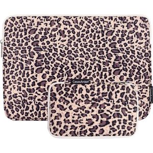 MacBook Laptop Sleeve 13 inch Luipaard Panterprint Bruin-Mocca + Accessoires Etui