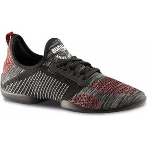 Lage Danssneakers Dames Anna Kern Suny 115 Pureflex - Splitzool -  Salsa, Latin, Stijldansen - Zwart/Rood - Maat 37,5