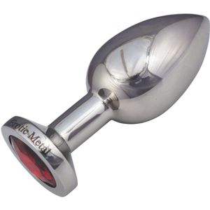 RVS Metalen Butt Plug met diamant 38 mm