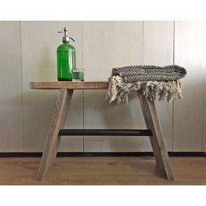 Steigerhouten bankje - Gebruikt hout - 70x19,5x47 cm - Met zwarte steigerpijp