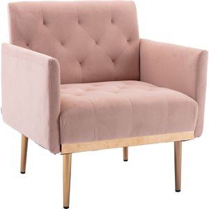 Merax Fauteuil - Loungestoel Binnen - Gestoffeerde Stoel - Accent Stoelen - Roze