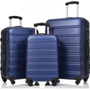 Merax 3-delig Kofferset met Cijferslot - Trolleyset ABS 40L, 75L & 115 Liter - Koffers voor op Reis - Blauw