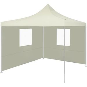 Professionele Opvouwbare Party Tent met 2 Zijwanden 2x2m Staal Crème