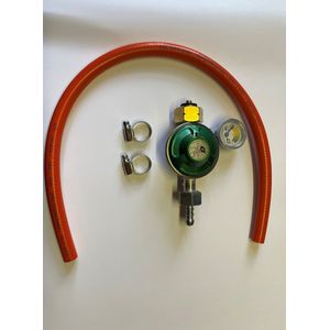 60 cm Slangenset met 30 mbar gasdruk regelaar - MET DRUKMETER - met slang pilaar - voor BBQ