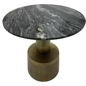 salontafel rond marmer antique goud alu 60x60x58cm