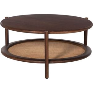 Salontafel - Rotan Rond - Walnoot Afwerking - Mangohout