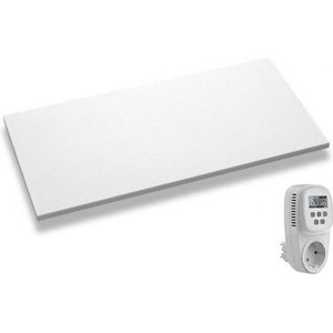 Ecosun - Infraroodpaneel - Infraroodverwarming - Infrarood verwarmer - Met plug-in programmeerbare thermostaat - Wit - 119x59 cm - 700Watt