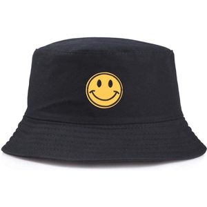 Bucket Hat - Smiley -  Zonnehoed - Heren/Dames - Zwart