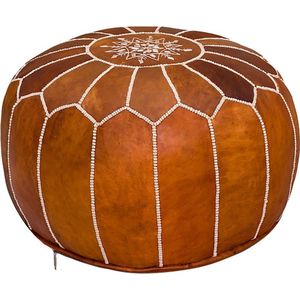 Moroccan Handmade Poef - Cognac