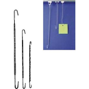 Set van 100 uittrekbare systeemplafond ophanghaken / spiraalhaken. Lengte 160-1300mm