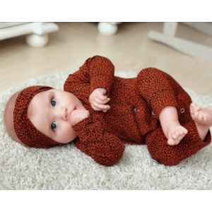 Boxpakje Leopard Stone - Roodbruin/Zwart - Maat 62/68 - Little Adventure - Luipaard - Onesie- GOTS keurmerk - Duurzaam katoen - Dutch made - Handgemaakt