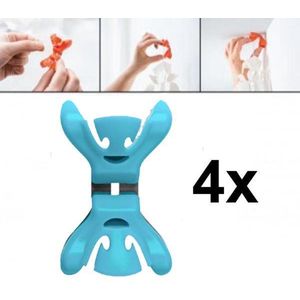 4x Feestversiering ophangen klemmen blauw