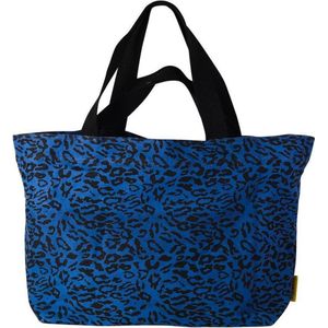 Mycha Ibiza – leopard tas - XL shopper - Strandtas - tas met rits - donkerblauw – Ibiza – 100% katoen