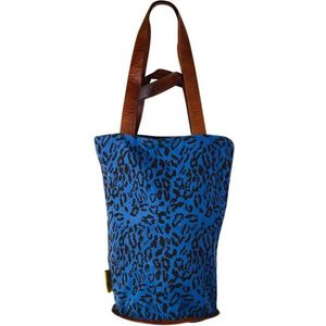 Mycha Ibiza – leopard tas - shopper - tas met rits - donkerblauw – Ibiza – 100% katoen