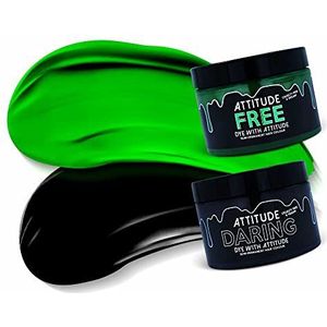 Attitude Hair Dye Semi permanente haarverf NU METAL Duo Combi set 2 potjes haarverf Zwart/Groen