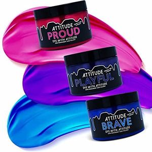 Attitude Hair Dye Semi permanente haarverf COTTON CANDY Trio Combi set 3 potjes haarverf Blauw/Roze/Paars