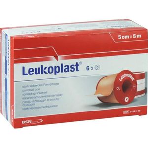 Leukoplast, hechtpleister met klemring 5cm x 5m, doosje 6 stuks