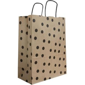 8 Cadeautasjes - Kraft papier met Zwarte stippen - 18x8x22cm - Papier